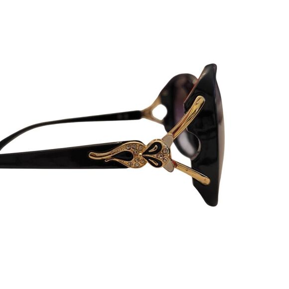 Fox Rhinestone Embellished Black Oversized Ombre Sunglasses w New  Leather Case - Picture 5 of 11